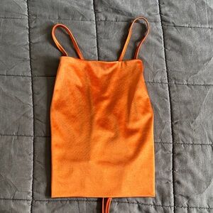 Vibrant Satin Orange Sleeveless Top